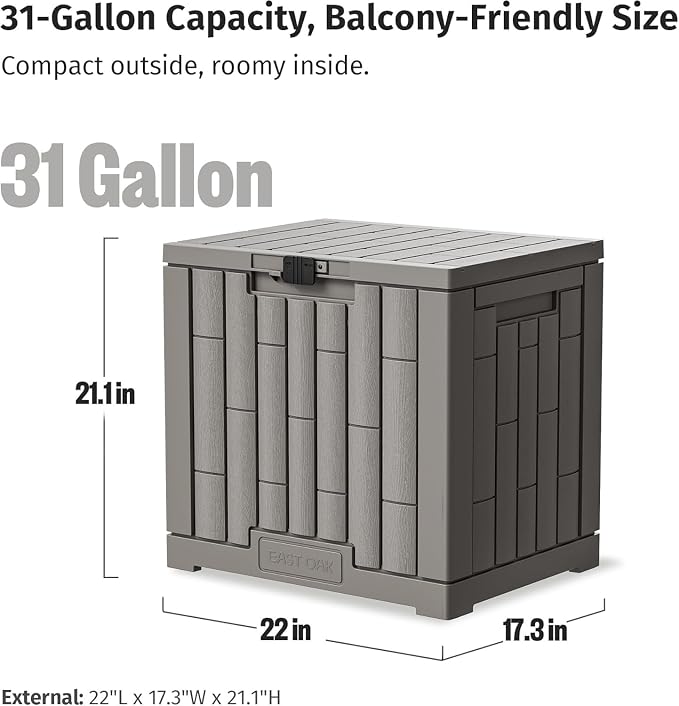 EAST OAK Outdoor Storage Box, 31 Gallon Deck Box - Image 3