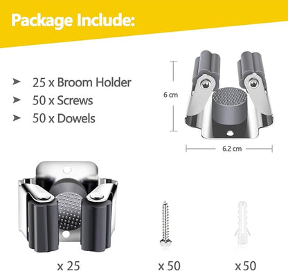 Verdenu 25 Pack Broom Holder Wall Mount, Mop and Broom Holder Wall Mount - Image 2