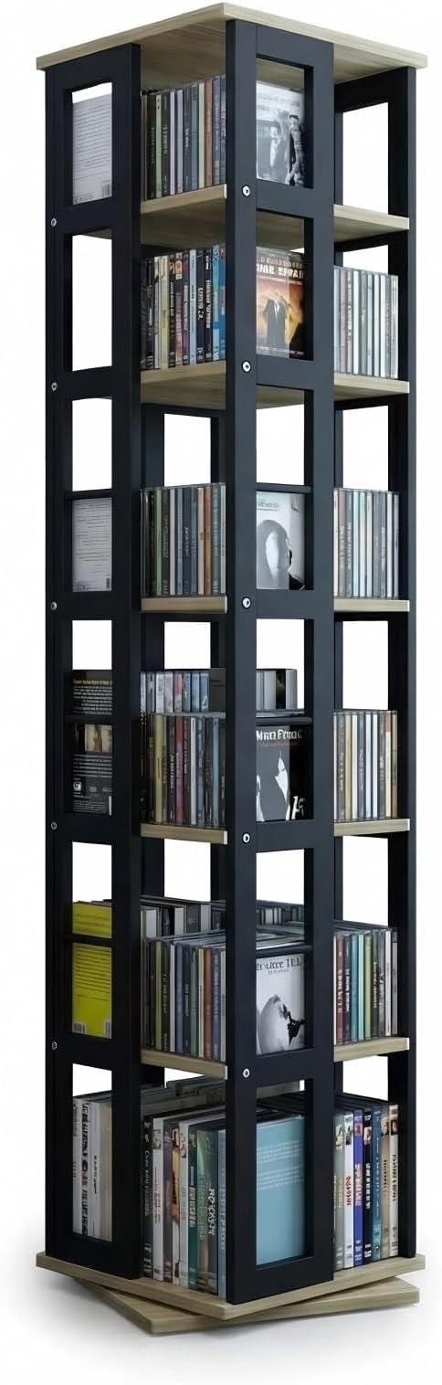 Heavy Duty CD Rack Tower, Media Storage Cabinet, 6 Tier Rotating Media Tower by Setmoi