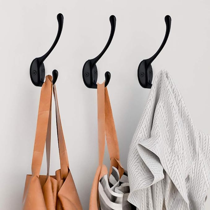 IBosins 10 Pack Heavy Duty Dual Coat Hooks Wall Mounted - Image 6