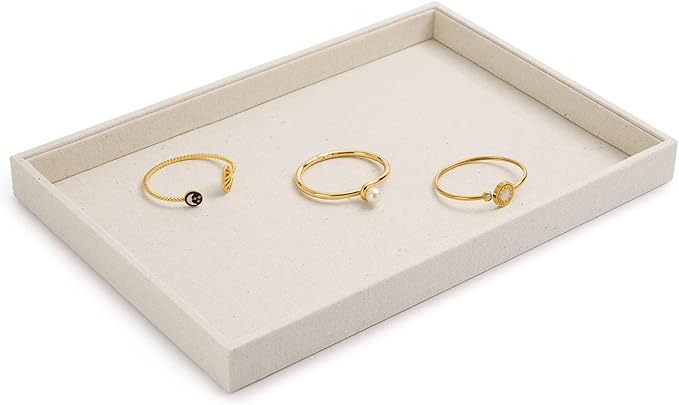 Oirlv linen Jewelry Display Trays Stackable Necklace Bracelet Ring Showcase - Image 4