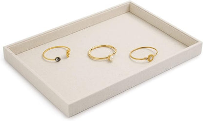 Oirlv linen Jewelry Display Trays Stackable Necklace Bracelet Ring Showcase - Image 4