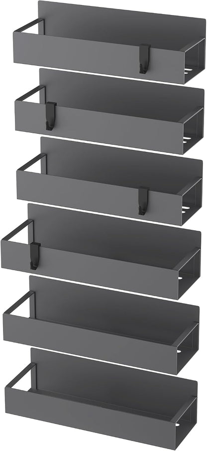 Metal Magnetic Spice Rack for Refrigerator Dark Gray, 6 Pack | Magnetic Shelves - Image 6