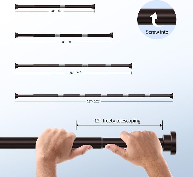 Mcrbeay Shower Curtain Rod, Non Slip Adjustable 28-46 inch No Drilling Shower - Image 5