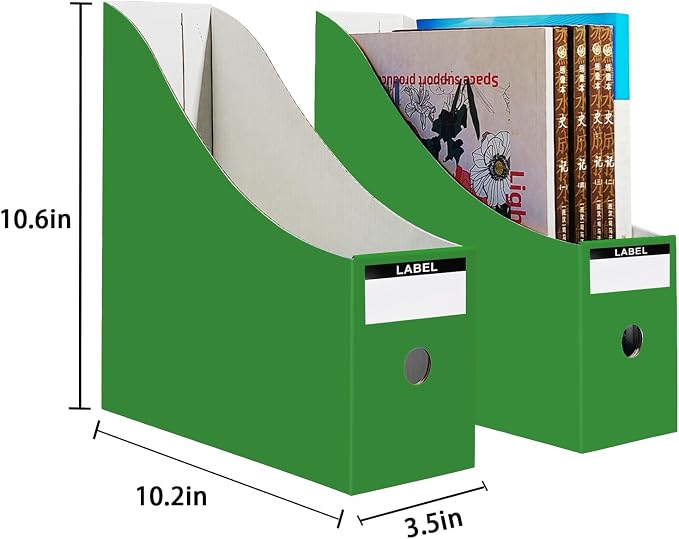 Limitliho 2 Pack Green Cardboard Magazine File Holder - Image 3