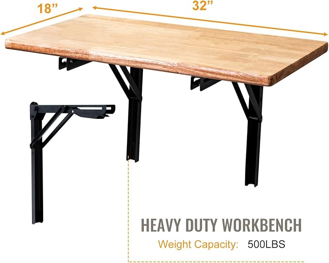 Wallmaster Wall Mounted Folding Workbench Heavy Duty Fold Down Table Utility - Image 3