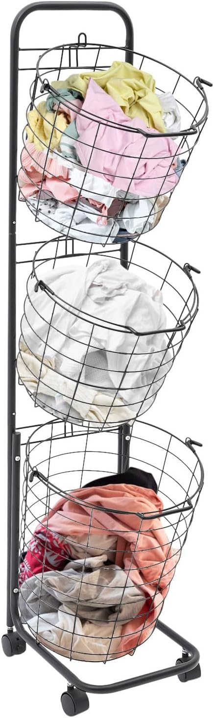 3 Tier Vertical Rolling Laundry Hamper by kangten