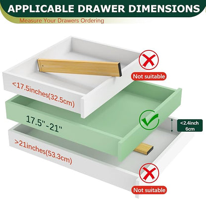 Lzerking Kitchen Drawer Dividers 6 Pack Bamboo Drawer | 17-22" Adjustable - Image 4