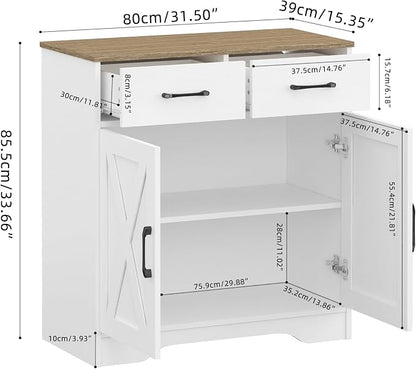 Panana Sideboard 2 Drawers 2 Doors Entryway Storage Cabinet Living Room - Image 3