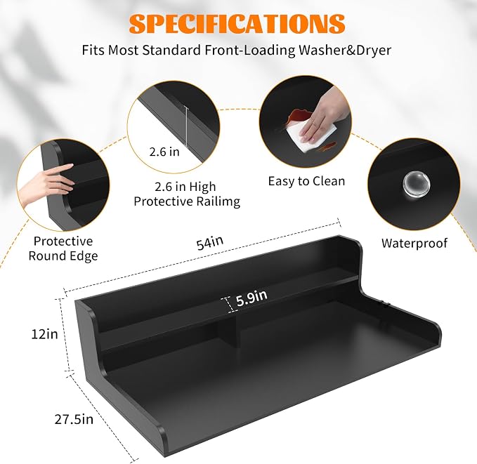 2-Tier Washer Dryer Countertop, Wood Laundry Countertop - Image 6