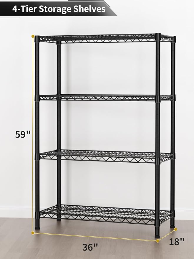 4 Tier Heavy Duty Shelves Adjustable Storage Shelf Organizer Metal Garage Wire - Image 3