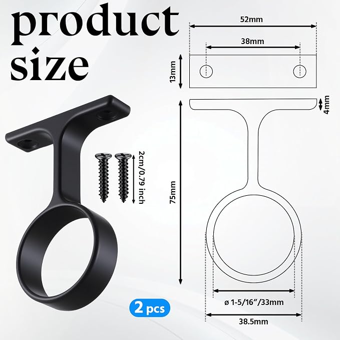 LEIFIDE 2 Pcs 1 5/16 Inch Diameter Round Wardrobe Closet Rod Suspended Center - Image 2