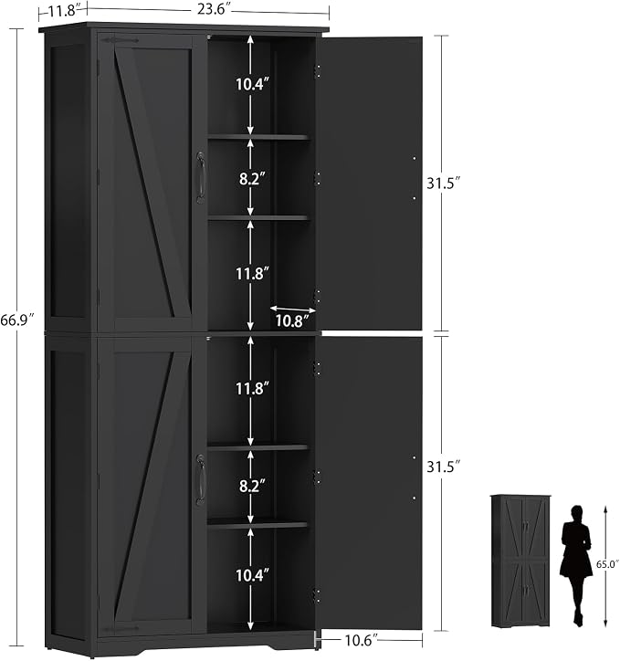 TEENFON Tall Storage Cabinet, Kitchen Cabinet - Image 2