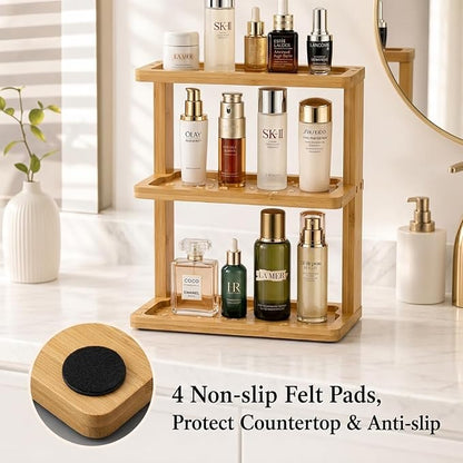 PEKER Bamboo Bathroom Organizer Countertop – Vanity Storage Shelf - Image 6