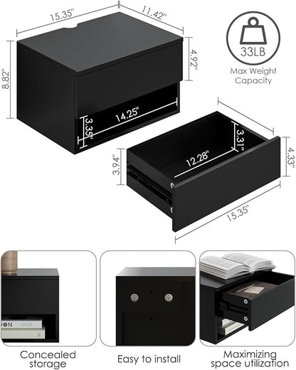 Floating Nightstand, Small Modern Floating Nightstand - Image 2