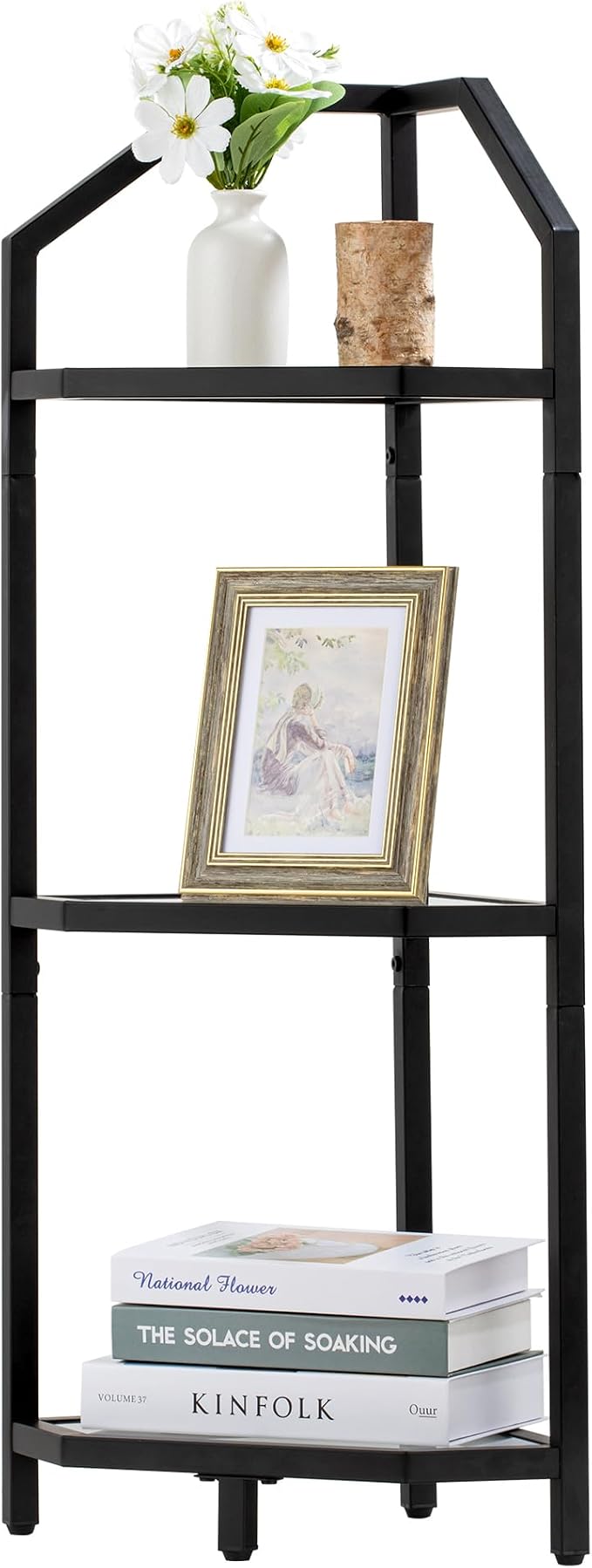 3-Tier Corner Shelf Stand, Bathroom Storage Rack Shelf, Plant Rack, Tempered by FunMemories