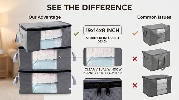 Storage Clothes Bins Closet Bags - 35L Containers Organizer Boxes Clothing Bin - Image 5