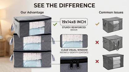 Storage Clothes Bins Closet Bags - 35L Containers Organizer Boxes Clothing Bin - Image 5