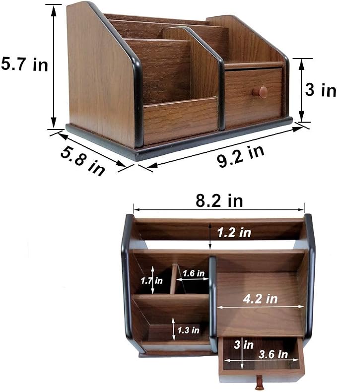 N Desk organizer wood with small drawer Office and Home organization like - Image 4