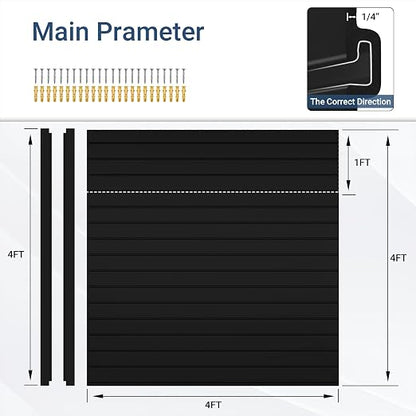 Slatwall Panel 4 FT x 4 FT, Interlocking Slat Wall Paneling, Wall Mounted PVC - Image 2