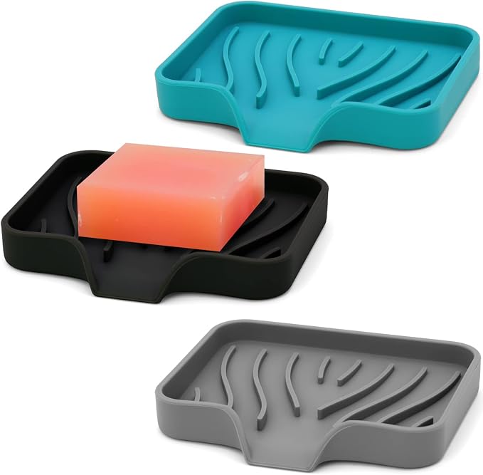 3-Pack Silicone Soap Dish Set – Bar Soap Holder by AIMAIAIMAI