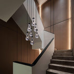 7 Light Raindrop Chandeliers, Bronze Teardrop Cluster Pendant Lights Kitchen Island, Black Dining Room Chandelier Over Table Hanging Pendant Lighting for High Ceiling, Entryway Staircase
