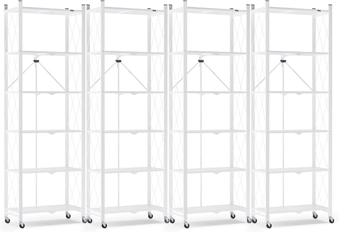 ALANNG 73.6 Inch Folding Bookshelf, 6 Tier Metal Bookcase and Bookshelves | by ALANNG