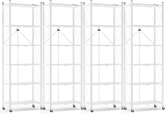 ALANNG 73.6 Inch Folding Bookshelf, 6 Tier Metal Bookcase and Bookshelves | by ALANNG