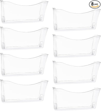 EASEPRES 8 Pack Clear Single Pocket Hanging File Organizer, Plastic Wall Mount by EASEPRES