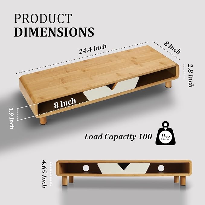 Homerays Monitor Stand with Drawer, Exquisite Computer Monitor Stand - Image 7