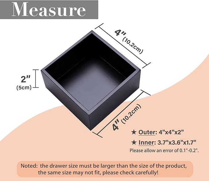 Bamboo Organizer Box for Accessories Cosmetic Small Square Drawer Organizer - Image 2