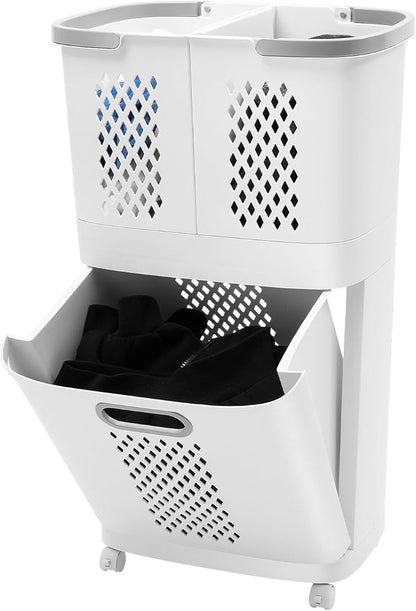 2-Tier Vertical Rolling Laundry Hamper, Laundry Sorter by Unknown