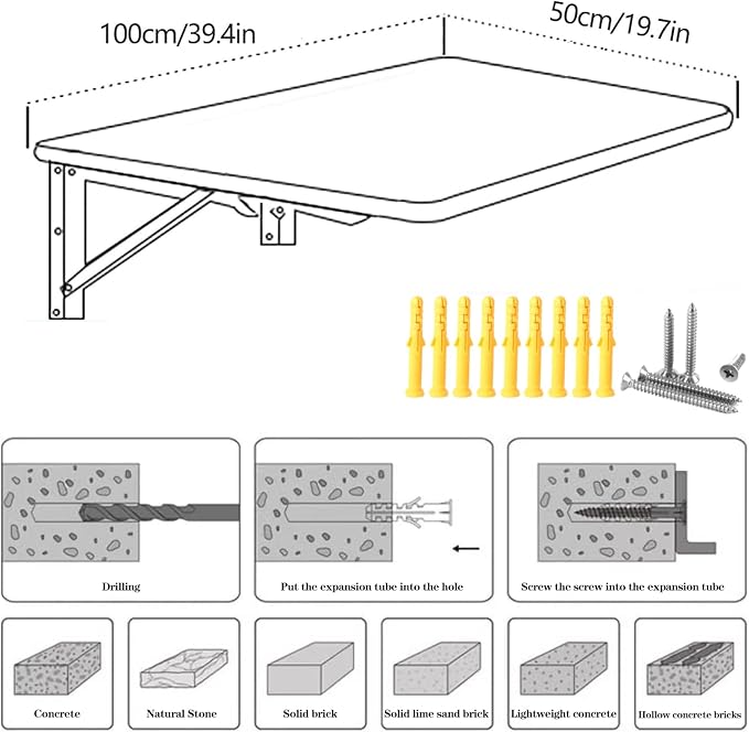 Wall Mounted Folding Table, Stainless Steel Bracket Laundry Folding Table - Image 8