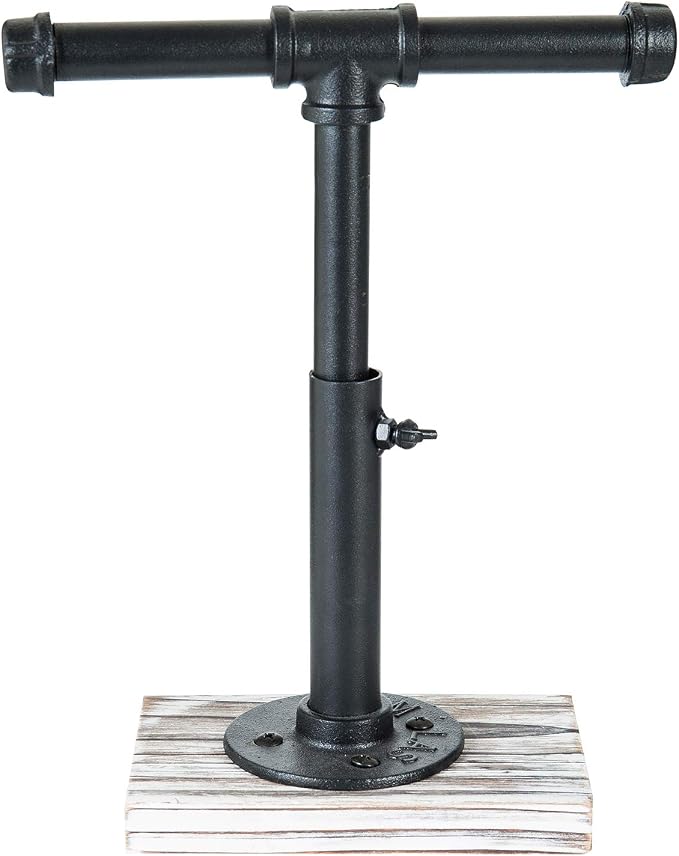 MyGift Industrial Pipe Black Metal T-Bar Adjustable Height Jewelry, Bracelet & - Image 5