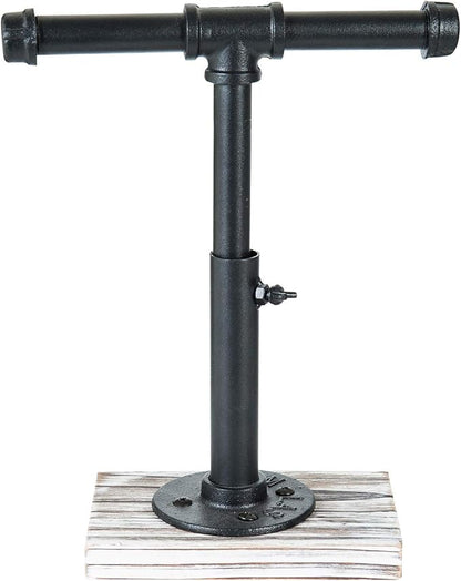 MyGift Industrial Pipe Black Metal T-Bar Adjustable Height Jewelry, Bracelet & - Image 5