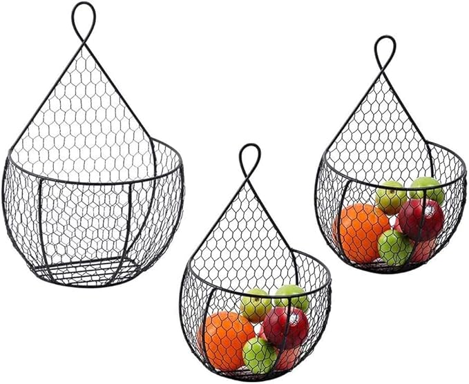 ERYTLLY Metal Fruit And Vegetable Storage Hanging Basket Wall Mounted, Hanging by ERYTLLY