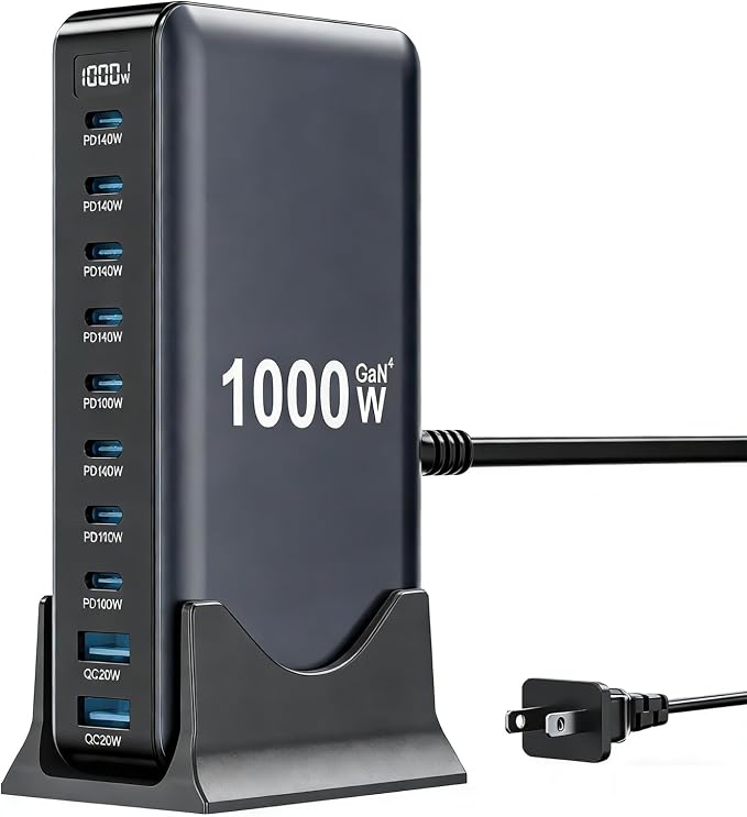USB C Charger 1000W USB C Charger Block, Upgraded GaN IV 10-Port Charging by SMSASOEO