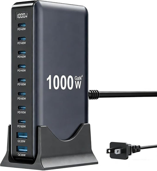 USB C Charger 1000W USB C Charger Block, Upgraded GaN IV 10-Port Charging by SMSASOEO