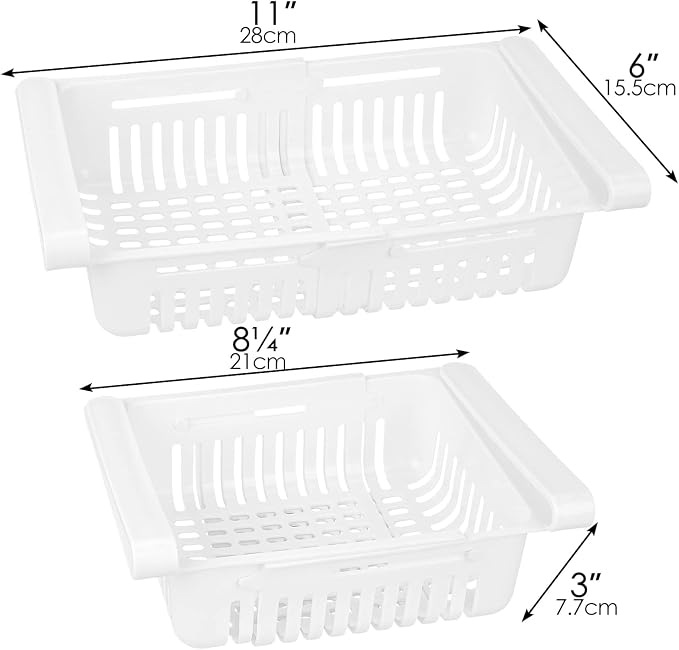 Refrigerator Drawer Organizer 2 Packs Retractable Drawer Refrigerator Storage - Image 4