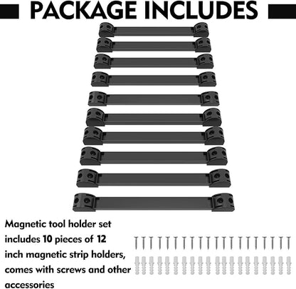 12" Magnetic Tool Holder, 10 Packs Storage Strips Tool Magnet Bar PVC Coated - Image 5