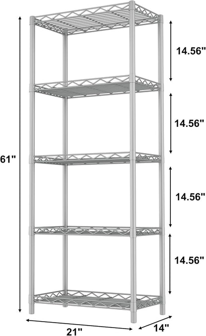 HOMEFORT 5-Tier Wire Shelving 5 Shelves Unit Metal Storage Rack Durable - Image 3