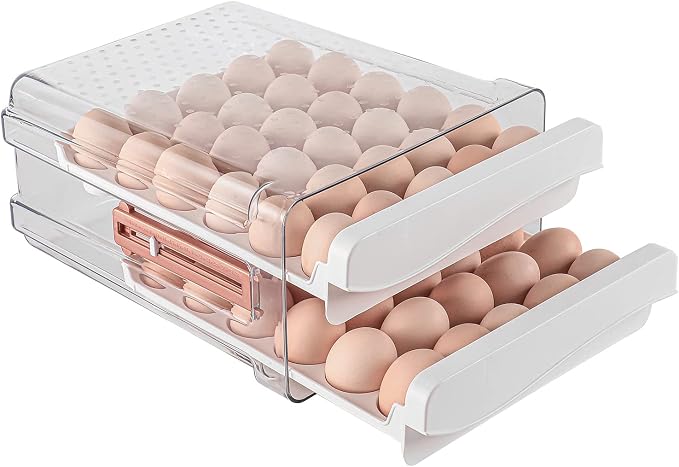 Sooyee Egg Holder for Fridge, 2 Drawers 60 Eggs | Eggs Organizer for by Sooyee