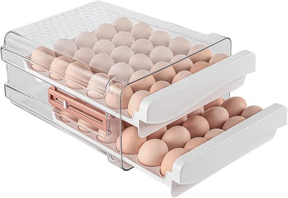 Sooyee Egg Holder for Fridge, 2 Drawers 60 Eggs | Eggs Organizer for by Sooyee