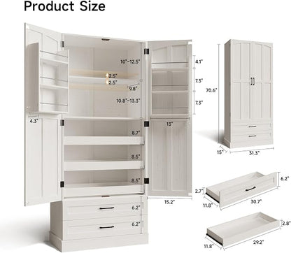 ONBRILL 71" Tall Farmhouse Kitchen Pantry Cabinet - Image 2
