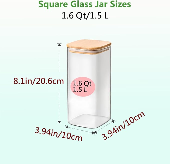 1.6 Qt Square Glass Storage Containers - Image 2