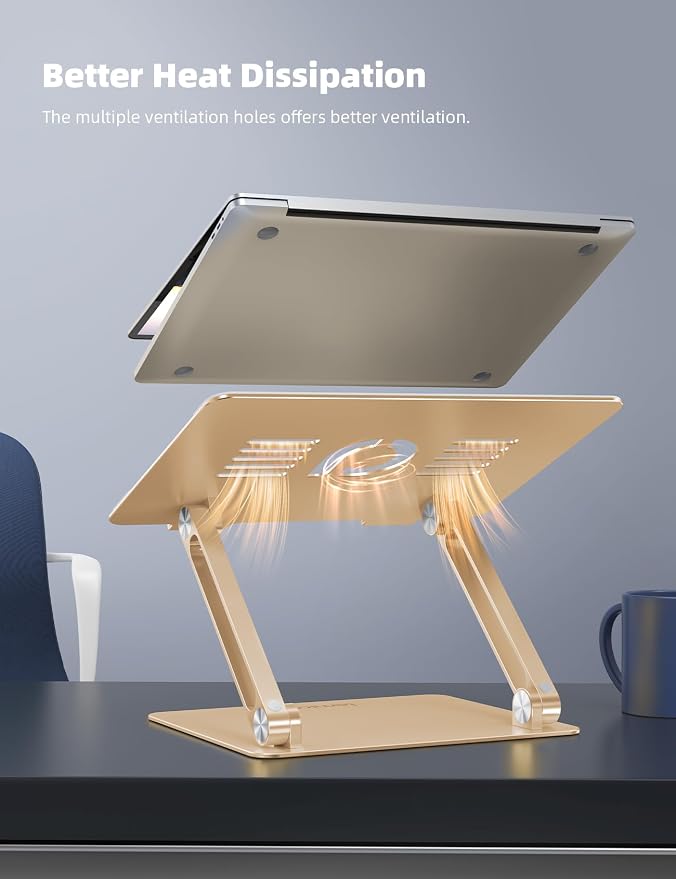 Lamicall Adjustable Laptop Stand, Portable Laptop Riser, Aluminum Laptop Stand - Image 3