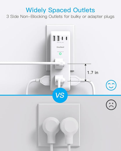 PD 30W Surge Protector Outlet Extender, Rotating Plug, One Beat 6 AC Multi Plug - Image 6