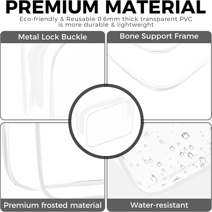 AURUZA Clear Makeup Bag, Portable Travel Toiletry Bags - Image 4