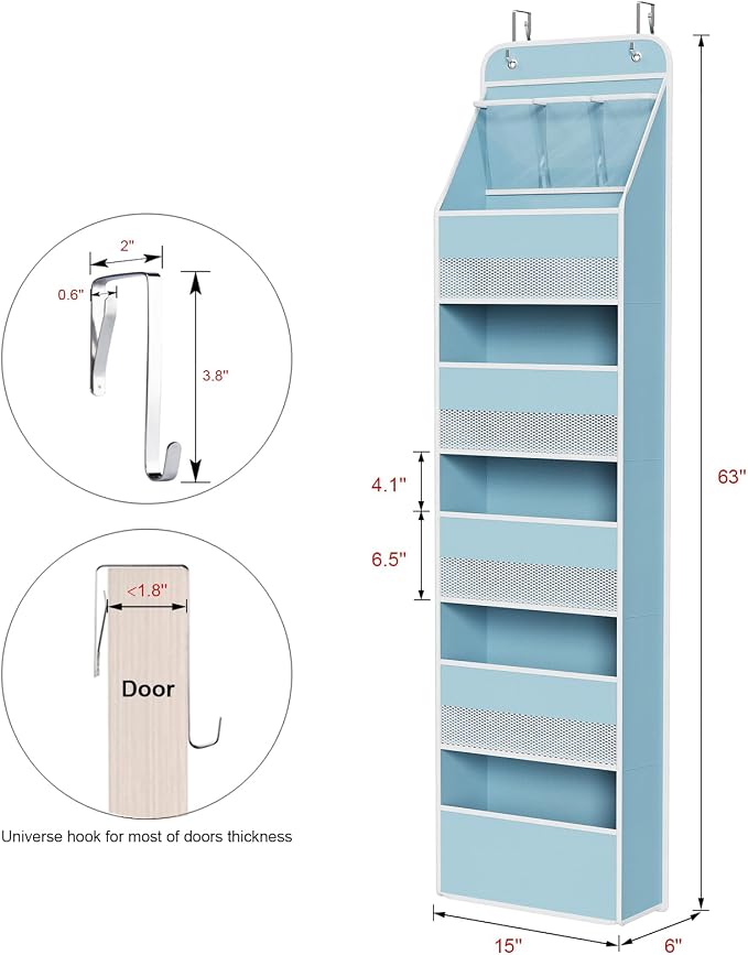 Univivi 6-Shelf Over Door Hanging Organizer Fabric Baby Door Storage - Image 3