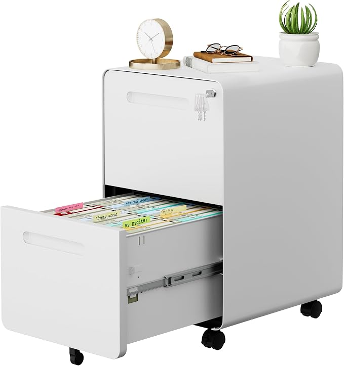 2 Drawer File Cabinet with Lock and 4 Keys, Mobile Metal Filing Cabinet - Image 4